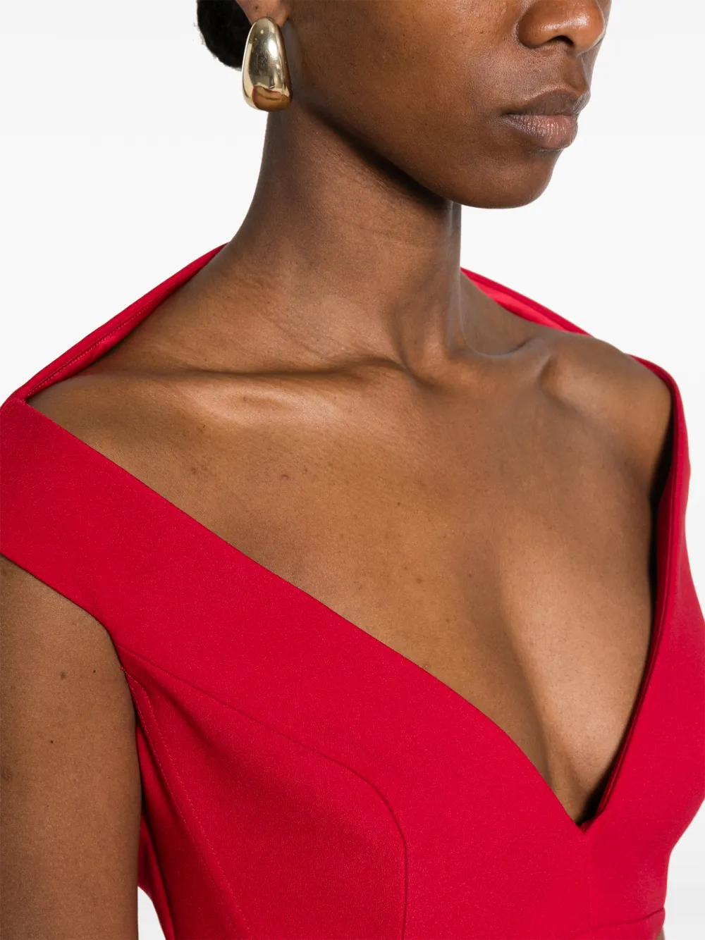 Solace London Monica midi-jurk met V-hals Rood