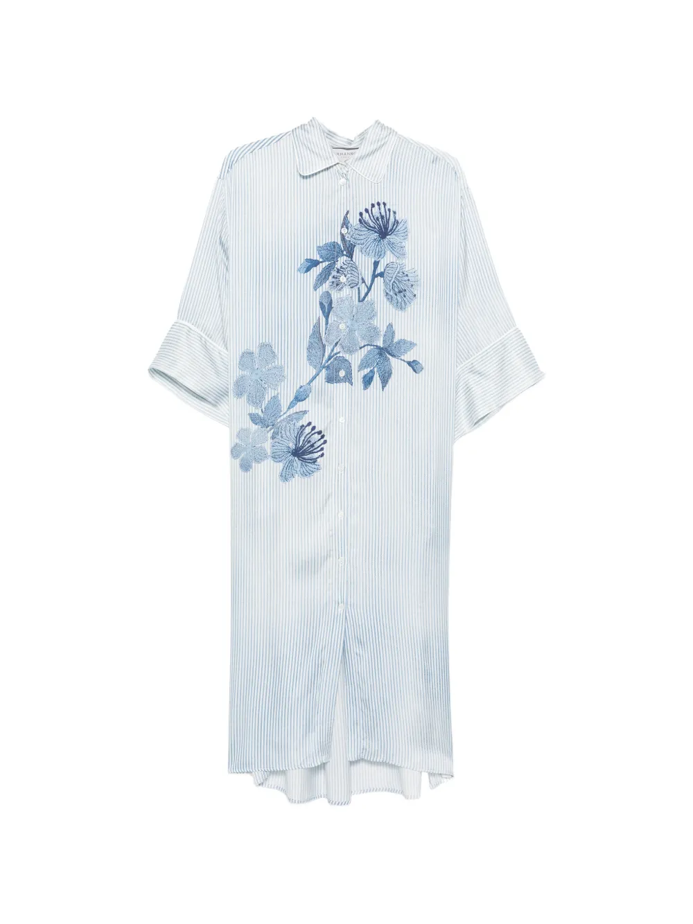 ERMANNO FIRENZE floral-print striped shirt midi dress - Bianco
