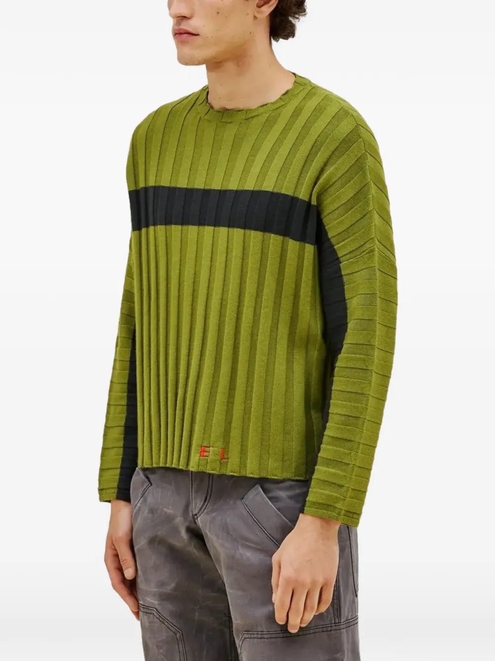  Eckhaus Latta Keyboard Ribbed Sweater - Green 