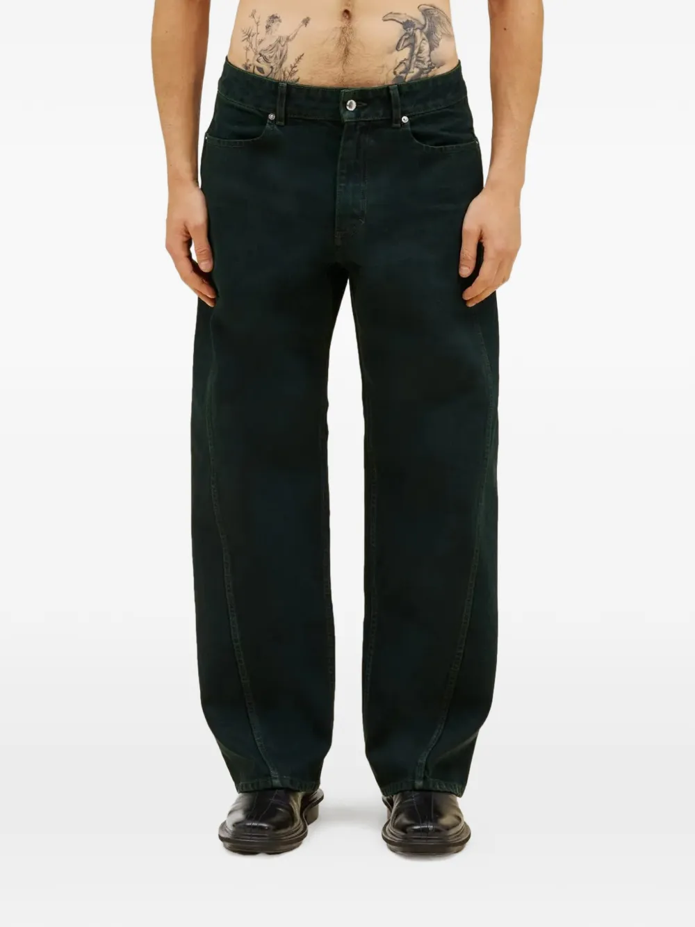  Eckhaus Latta Asymmetric-seam Jeans - Green 