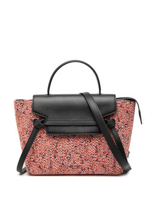 Celine Pre-owned 2017 Micro Tweed Belt Satchel in Black
