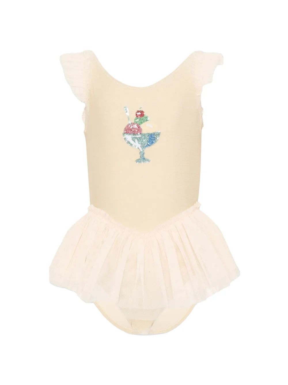 Konges Sløjd ruffled graphic swimsuit - Toni neutri