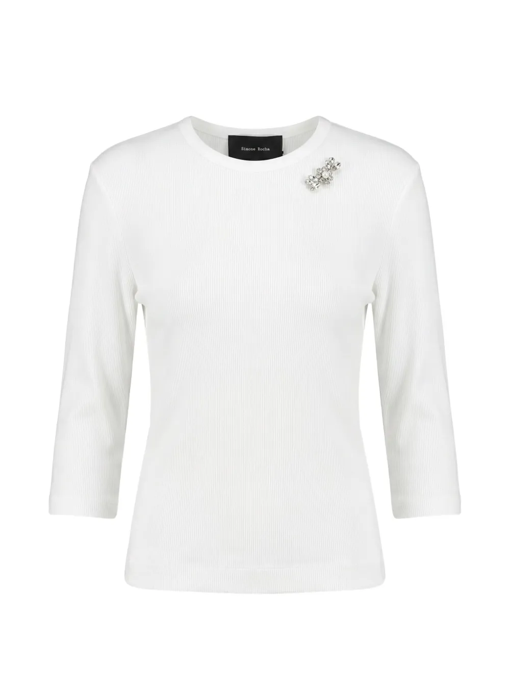 Simone Rocha Crystal-embellished Ribbed T-shirt In White