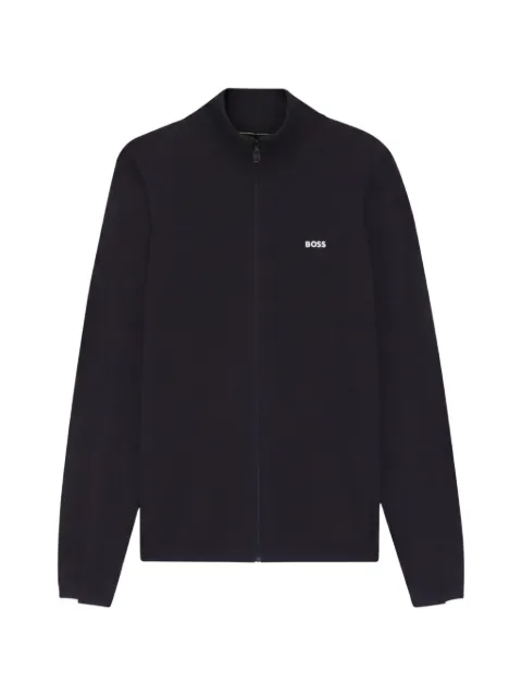 BOSS knitted-cotton cardigan with contrast logo