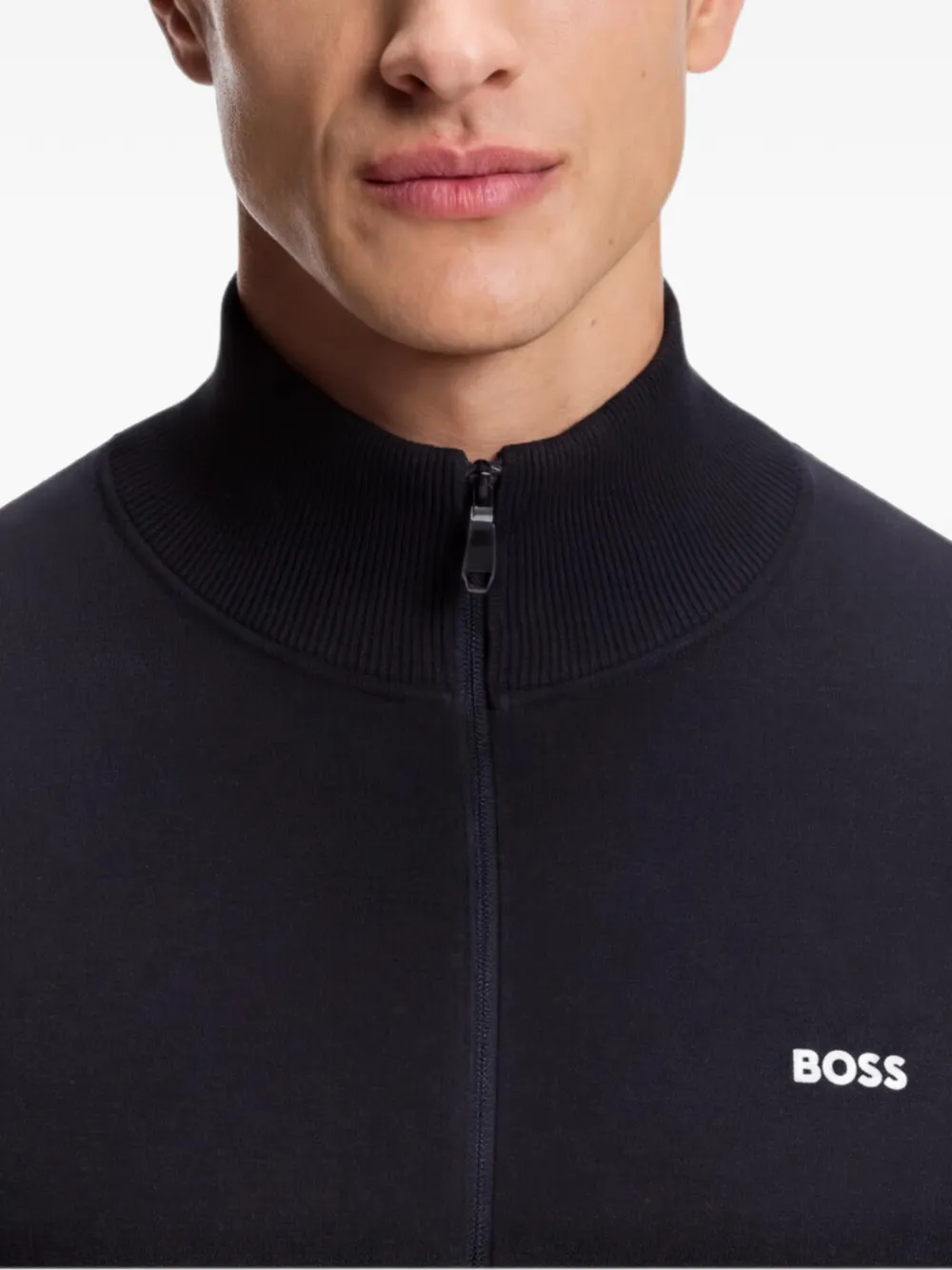 BOSS Gebreid vest met contrasterend logo Zwart