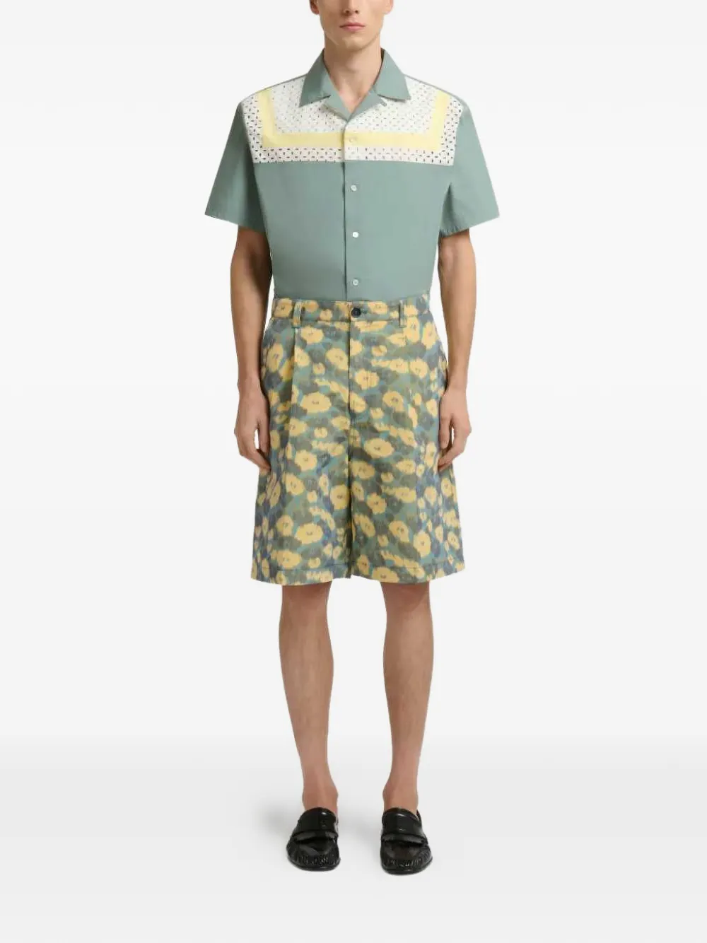  Marni Floral Pleated Shorts - Yellow 
