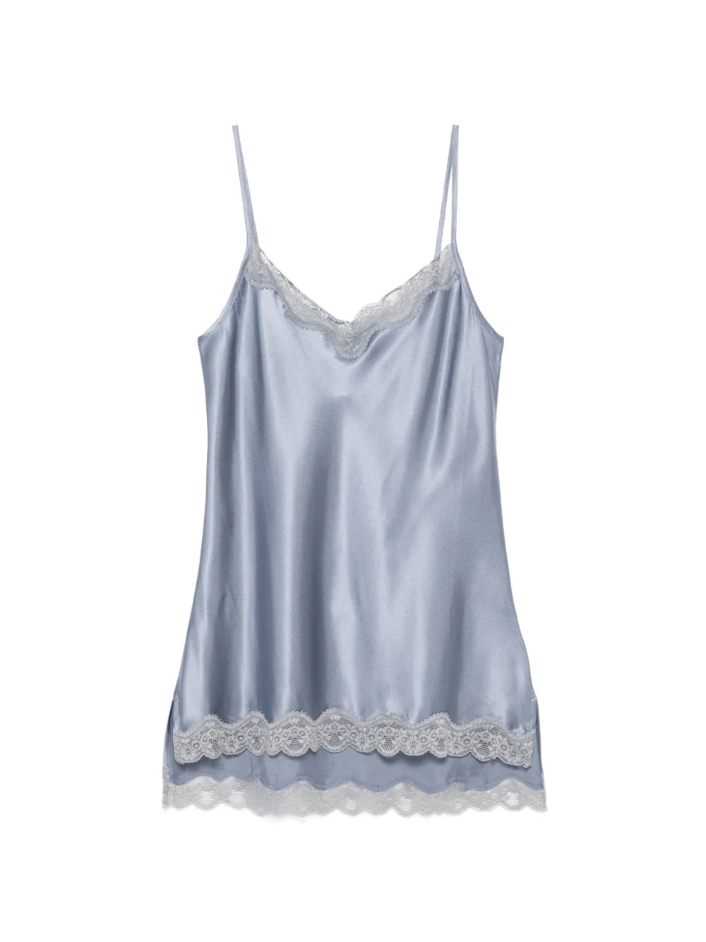 Max & Moi Top Lace-trim Blouse In Blue