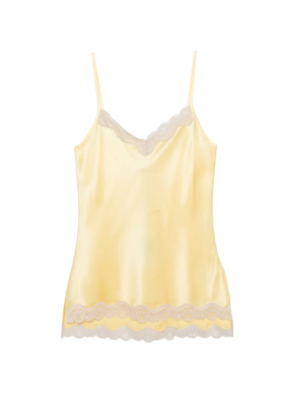 Max & Moi Lace-trim Silk Top In Yellow