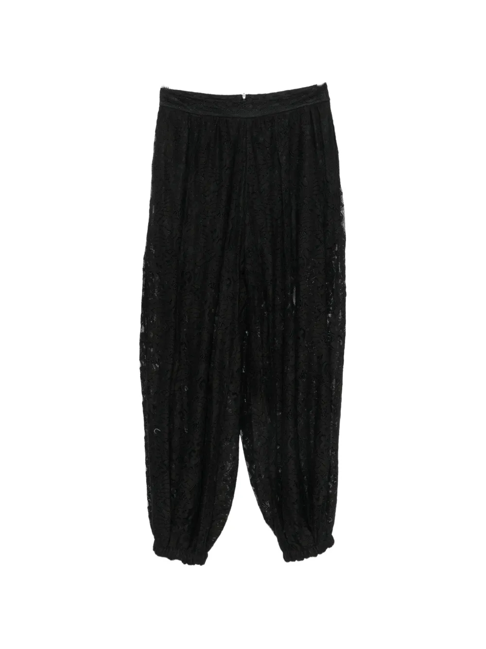 IMPERIAL lace-overlay elasticated-cuff trousers - Nero