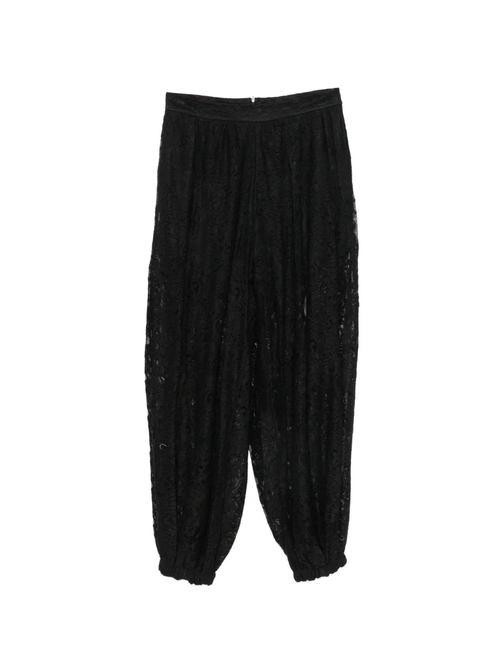 IMPERIAL lace-overlay elasticated-cuff trousers - Nero