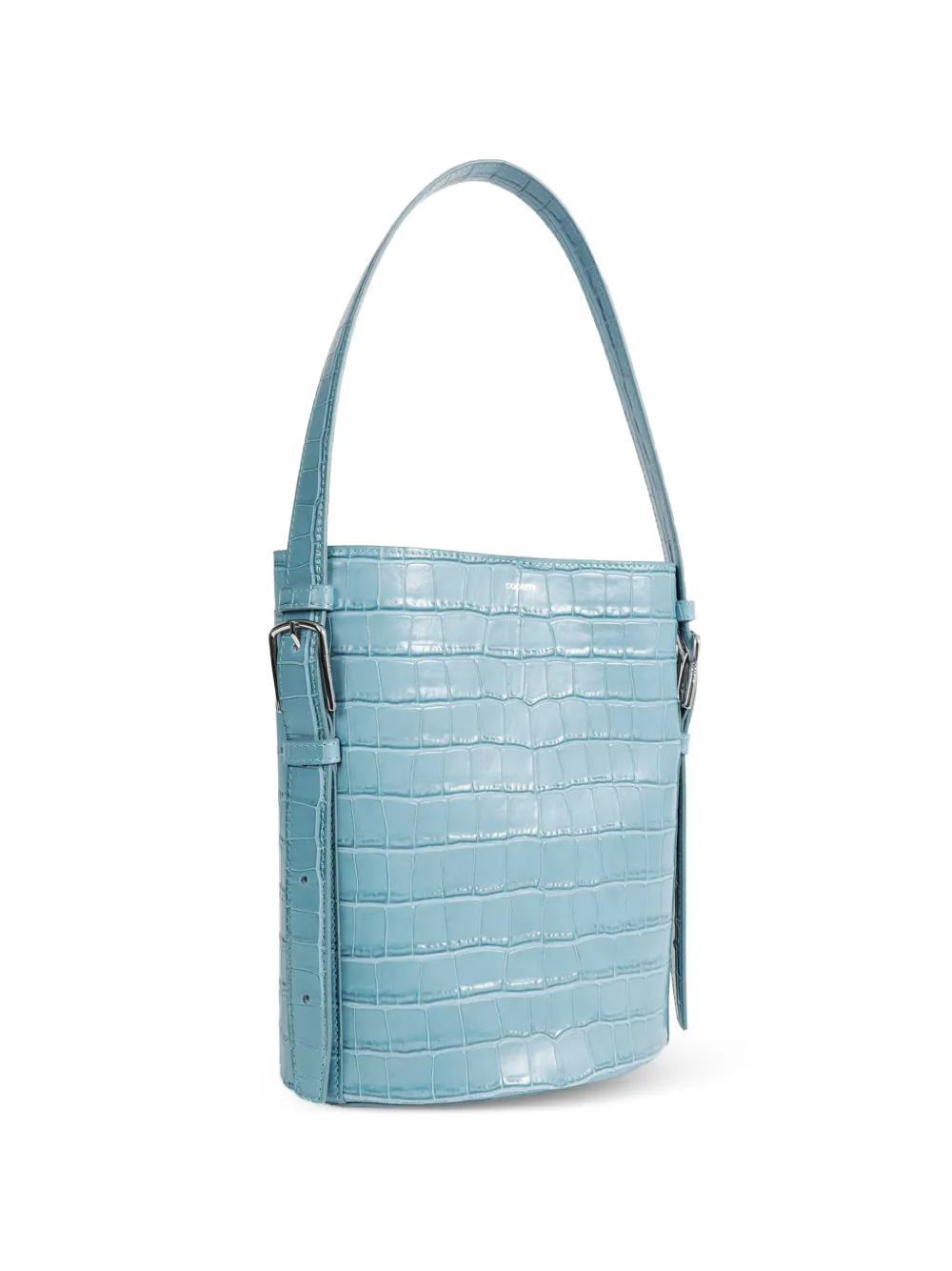 Coperni Ergonomical crocodile-effect bucket bag - Blu