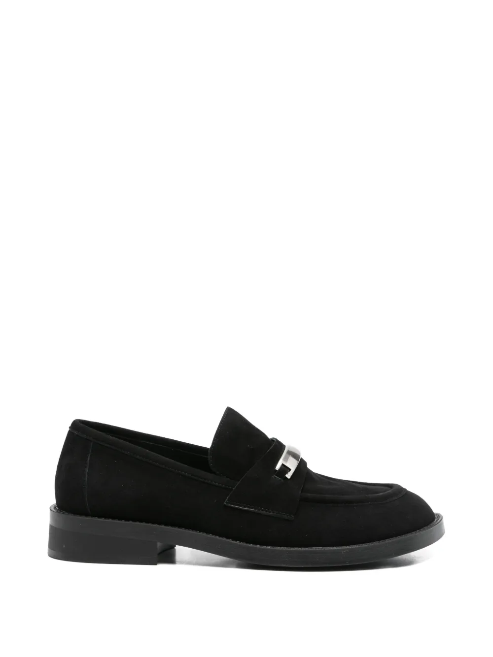 ADRIANNA FERETTI plaque-detail suede loafers - Nero