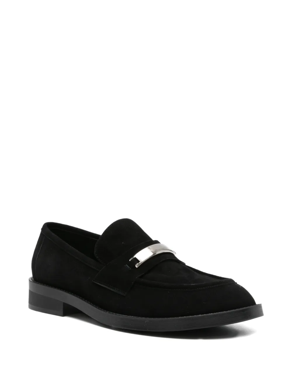 ADRIANNA FERETTI plaque-detail suede loafers Zwart