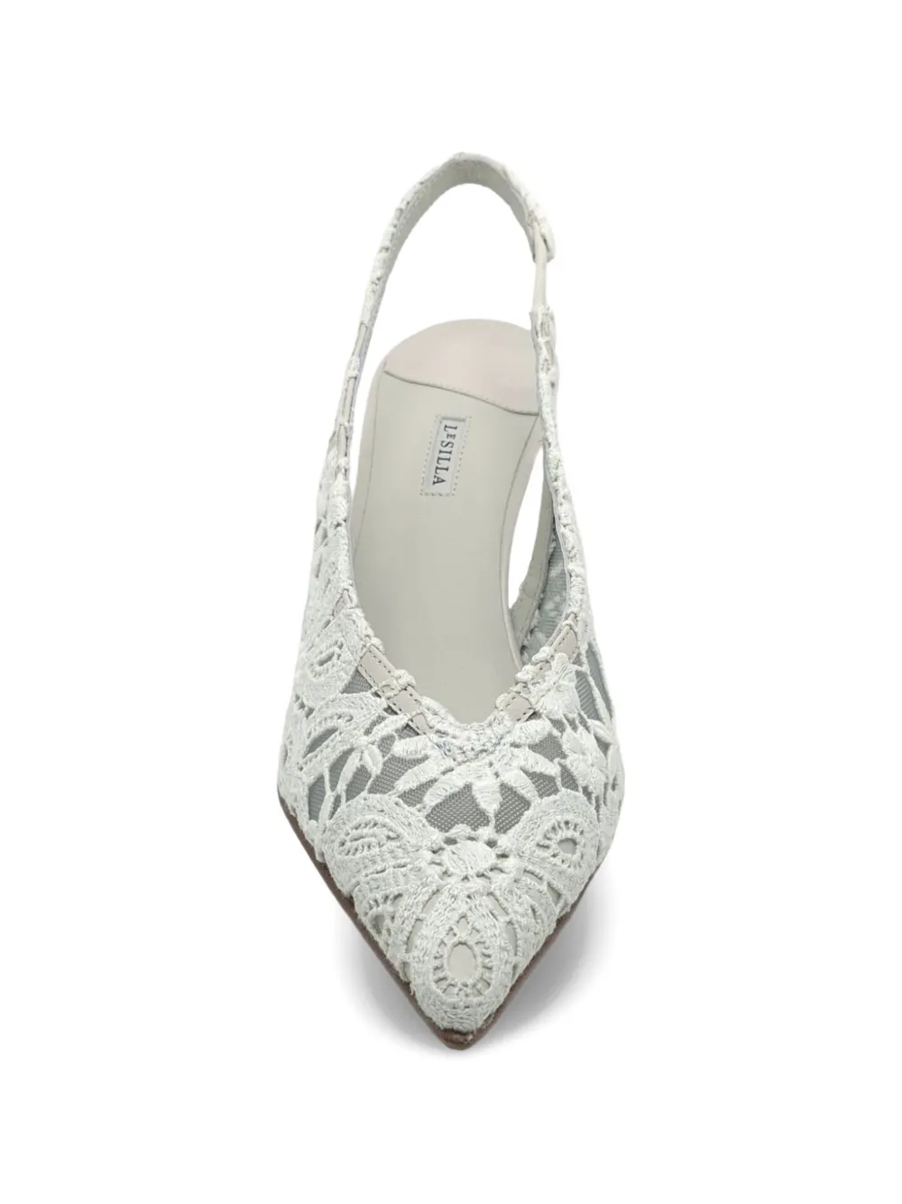 Le Silla Slingback pumps met bloemenkant Wit
