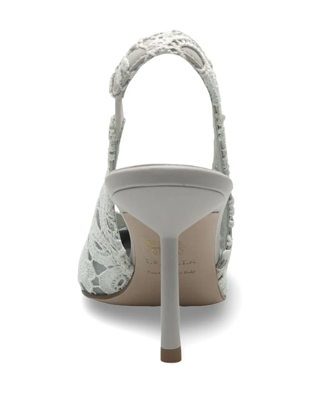 Le Silla Slingback pumps met bloemenkant Wit