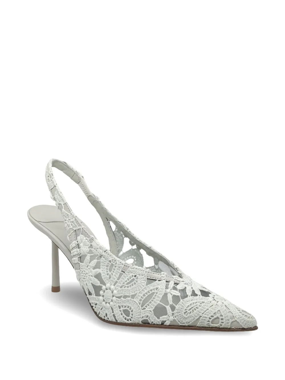 Le Silla Slingback pumps met bloemenkant Wit