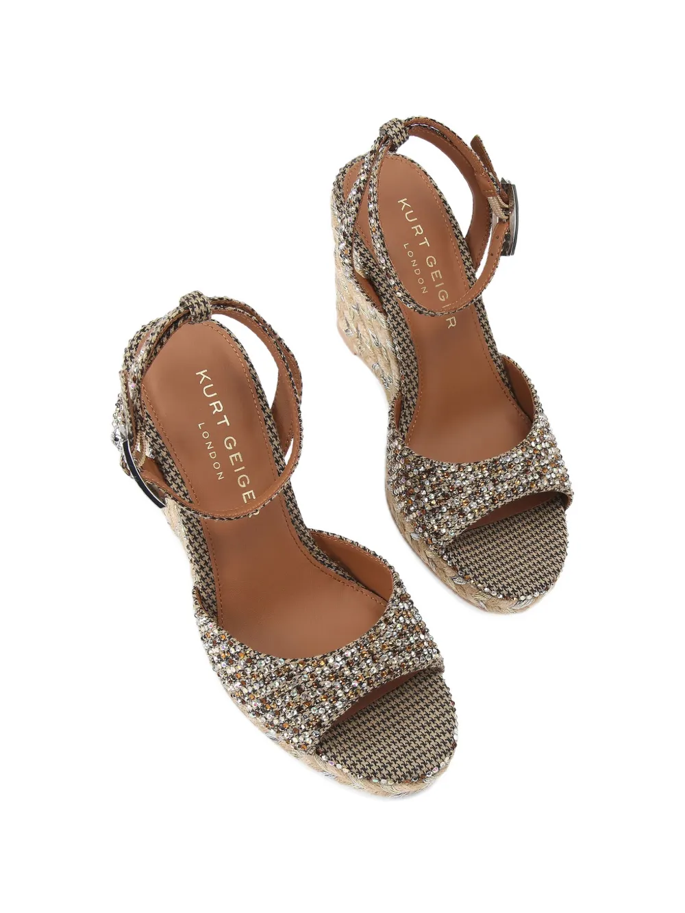 Kurt Geiger London 105 mm espadrilles met pied-de-poule print Goud