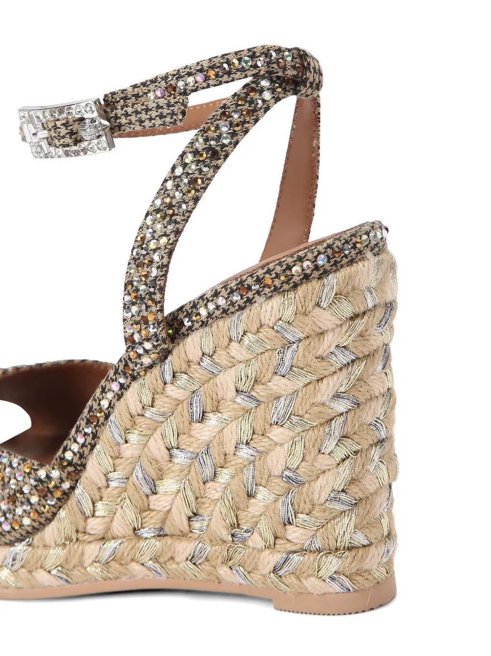 Kurt Geiger London 105 mm espadrilles met pied-de-poule print Goud
