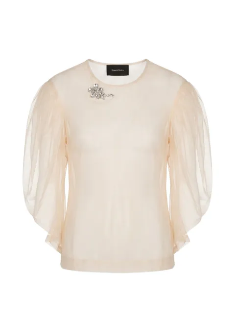 Simone Rocha crystal-embellished puff-sleeve top