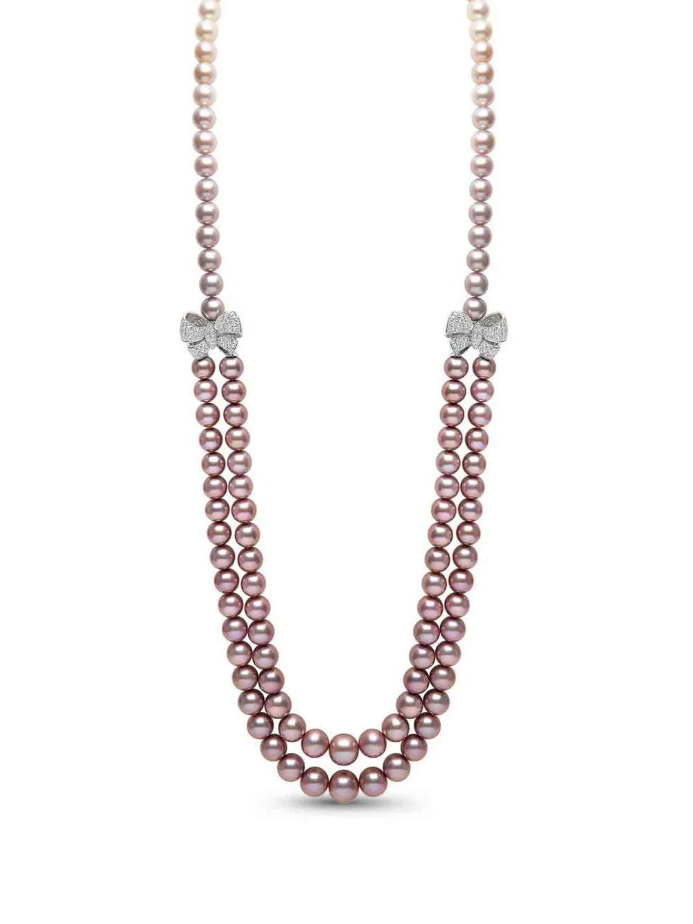 Yoko London diamond pearl bow necklace - Argento