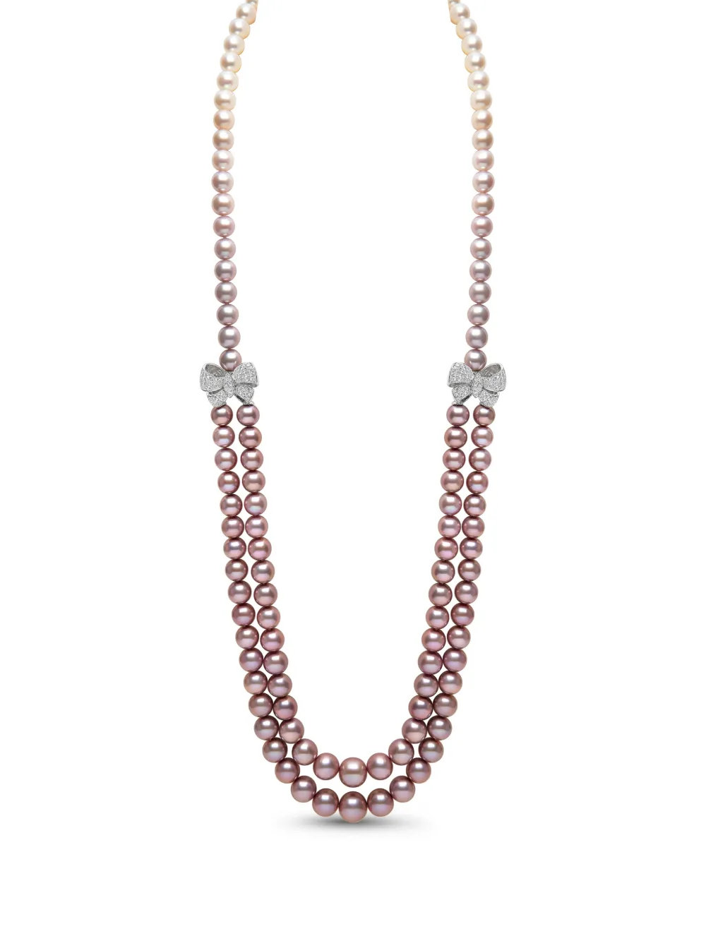 Yoko London diamond pearl bow necklace - Silber