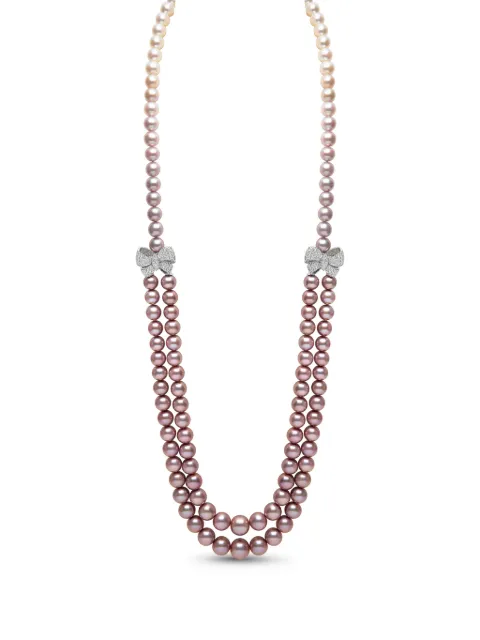 Yoko London Contessa freshwater pearl and diamond bow-motif necklace