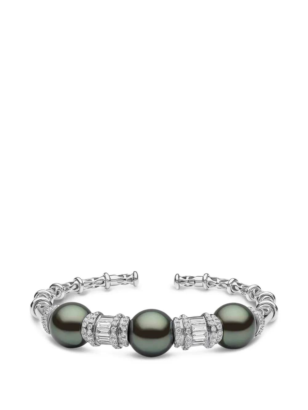Yoko London diamond pearl bangle - Argento