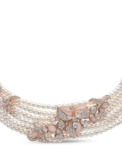 Yoko London pearl and diamond floral necklace