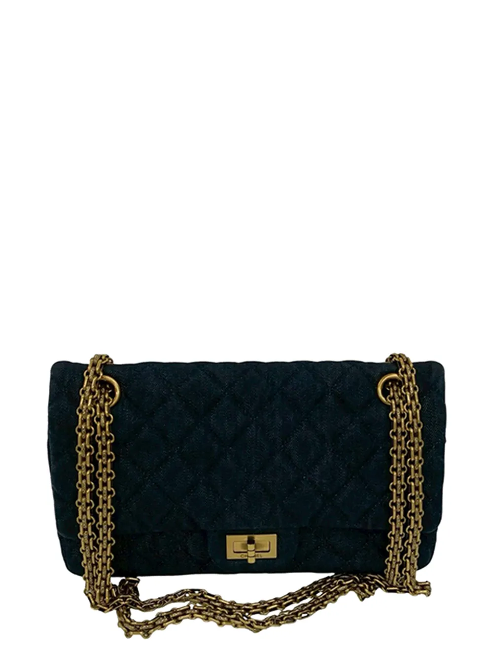 CHANEL Pre-Owned 2016-2017 Quilted Denim Reissue 2.55 Double Flap 226 shoulder bag - Blu