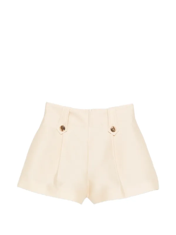 Zimmermann Button-tab Pleated Shorts in Neutrals