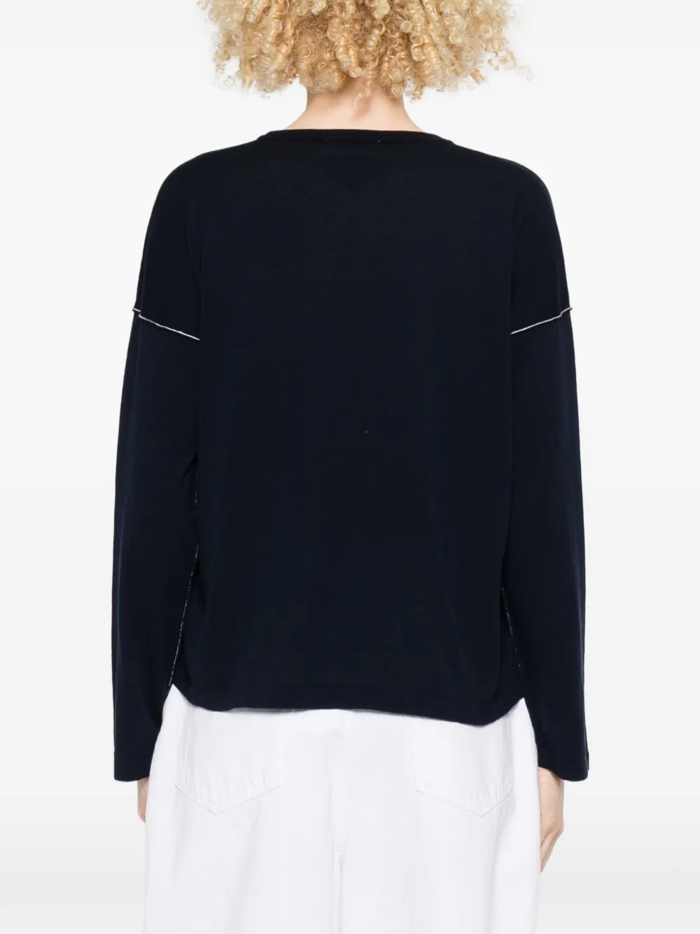 Roberto Collina Trui met contrasterende stiksels Blauw