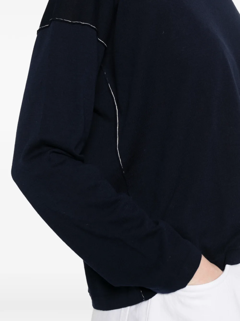 Roberto Collina Trui met contrasterende stiksels Blauw