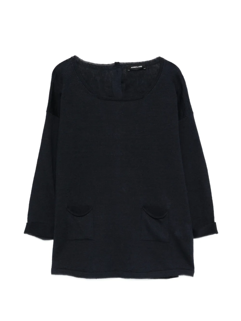 anne claire round-neck cardigan - Blu