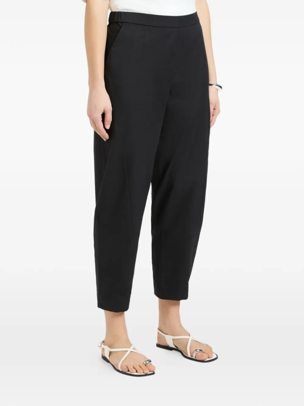 ELENA MIRO` elasticated-waistband cropped trousers - Nero