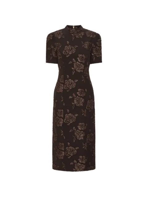 ROTATE BIRGER CHRISTENSEN floral jacquard short-sleeve midi dress