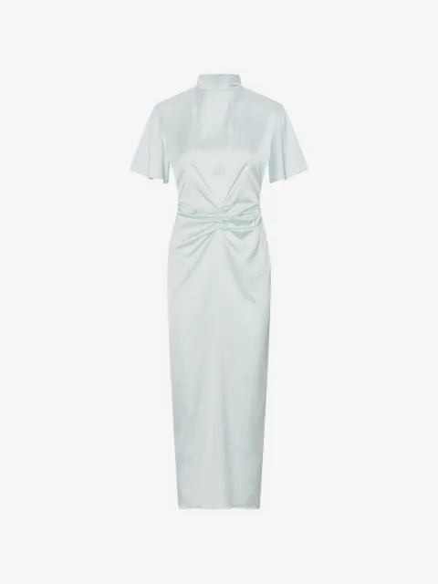 ROTATE BIRGER CHRISTENSEN midi dress gathered cf mint green