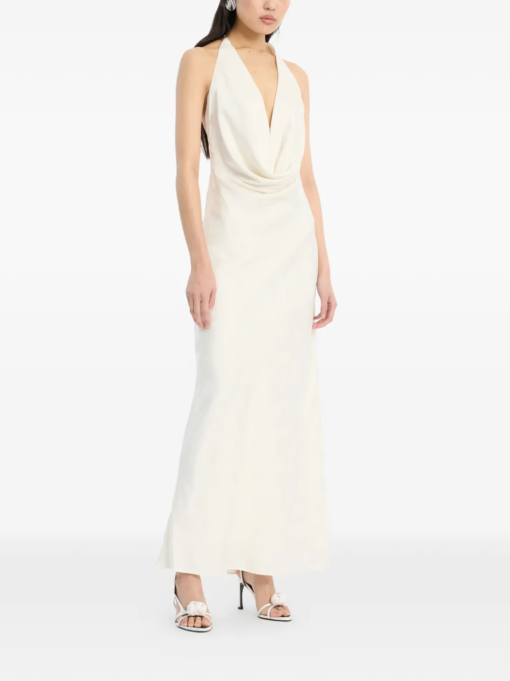 ROTATE BIRGER CHRISTENSEN Satijnen halterjurk Beige