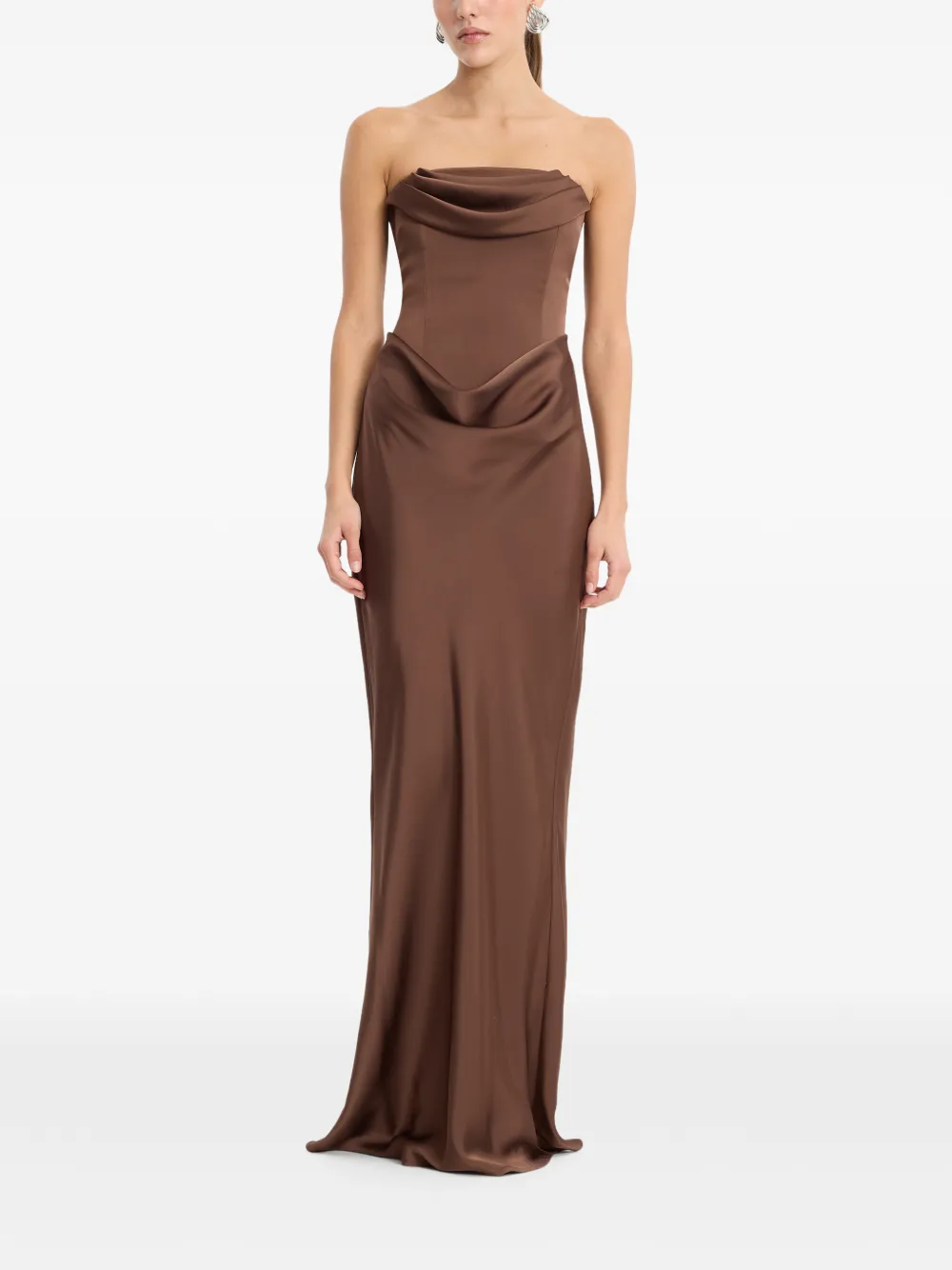 ROTATE BIRGER CHRISTENSEN Maxi-jurk met corsage Bruin