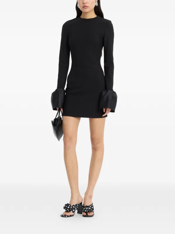 fitted long sleeve black mini dress ROTATE BIRGER CHRISTENSEN long-sleeve | featuring an off