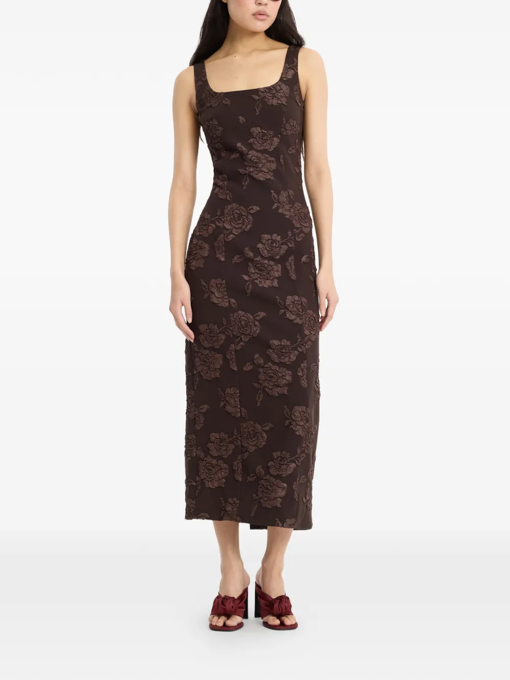 ROTATE BIRGER CHRISTENSEN Mouwloze midi-jurk Bruin