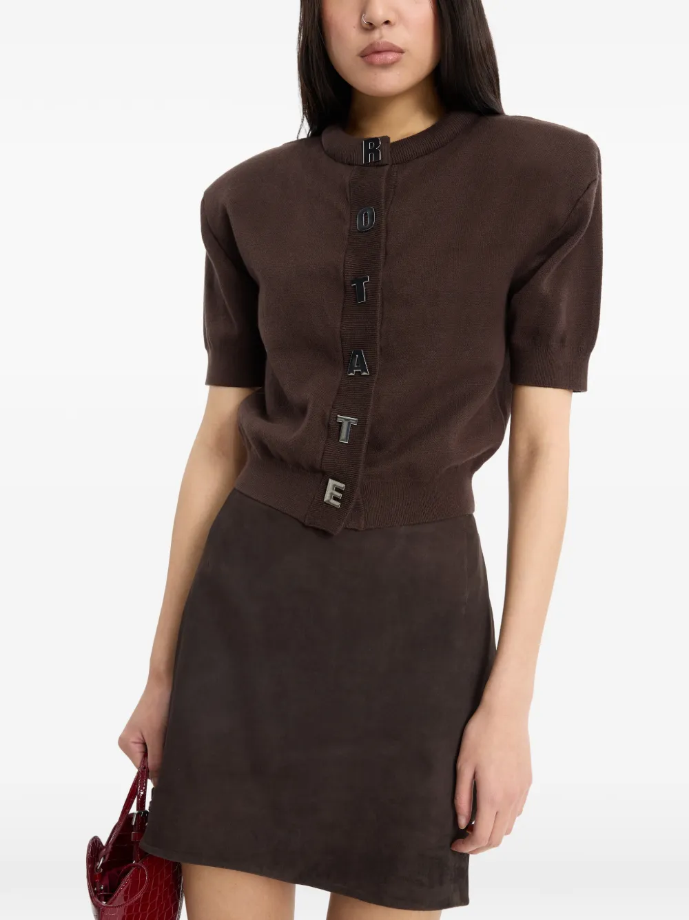 ROTATE BIRGER CHRISTENSEN Cardigan a maniche corte - Marrone