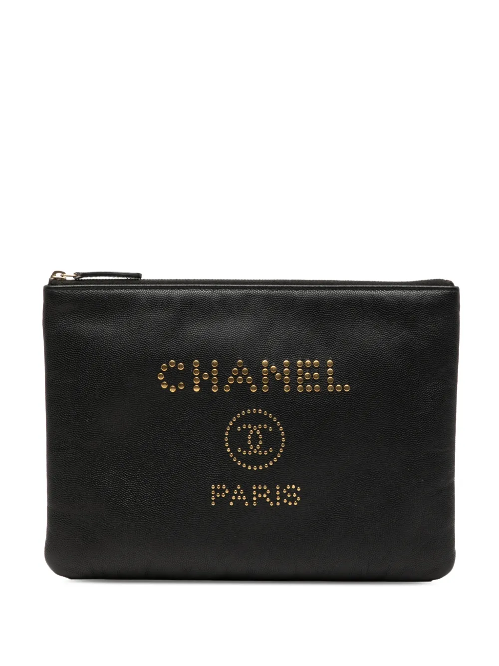CHANEL Pre-Owned 2019 Medium Caviar Deauville Studded O Case clutch bag - Schwarz