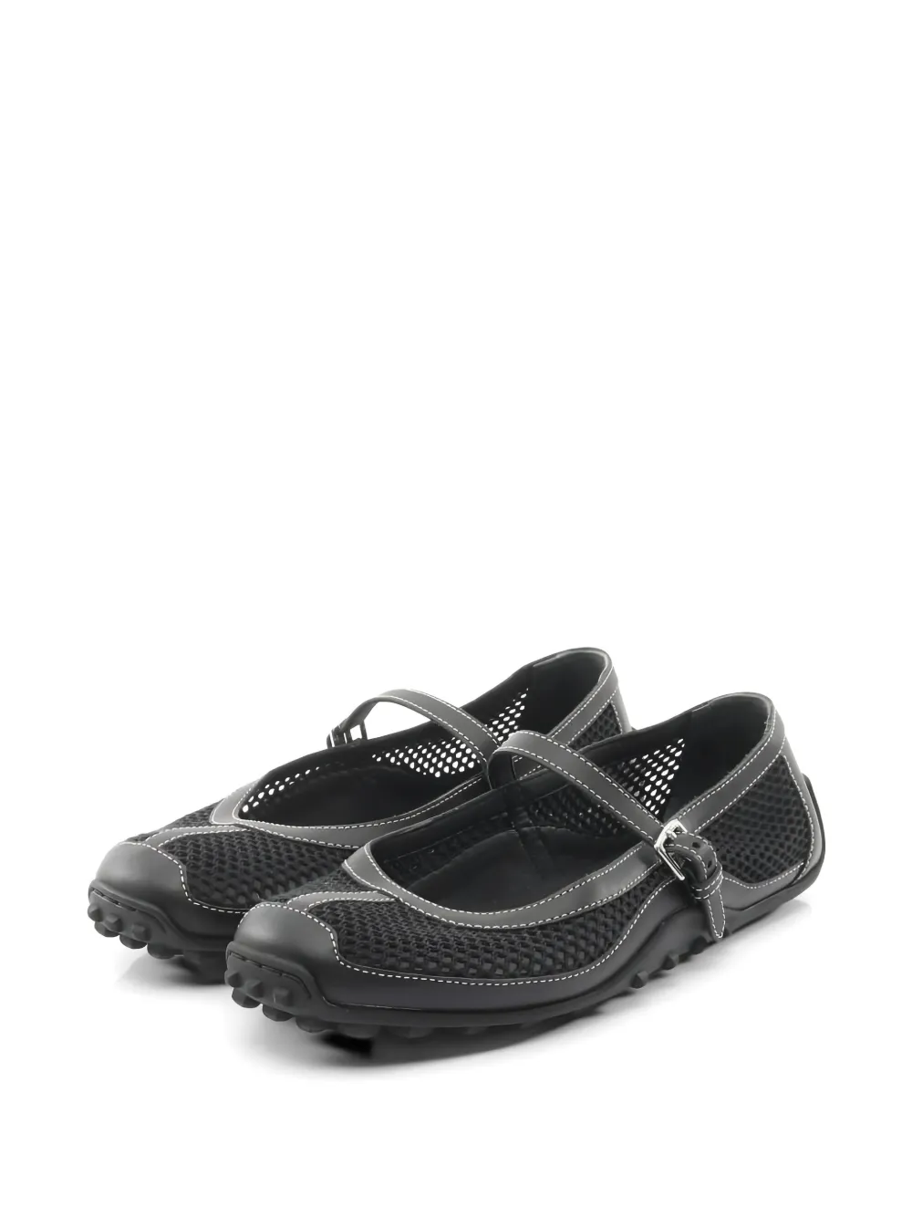 Hermès Pre-Owned 2010s Kitchu mesh leather ballet flats - Nero