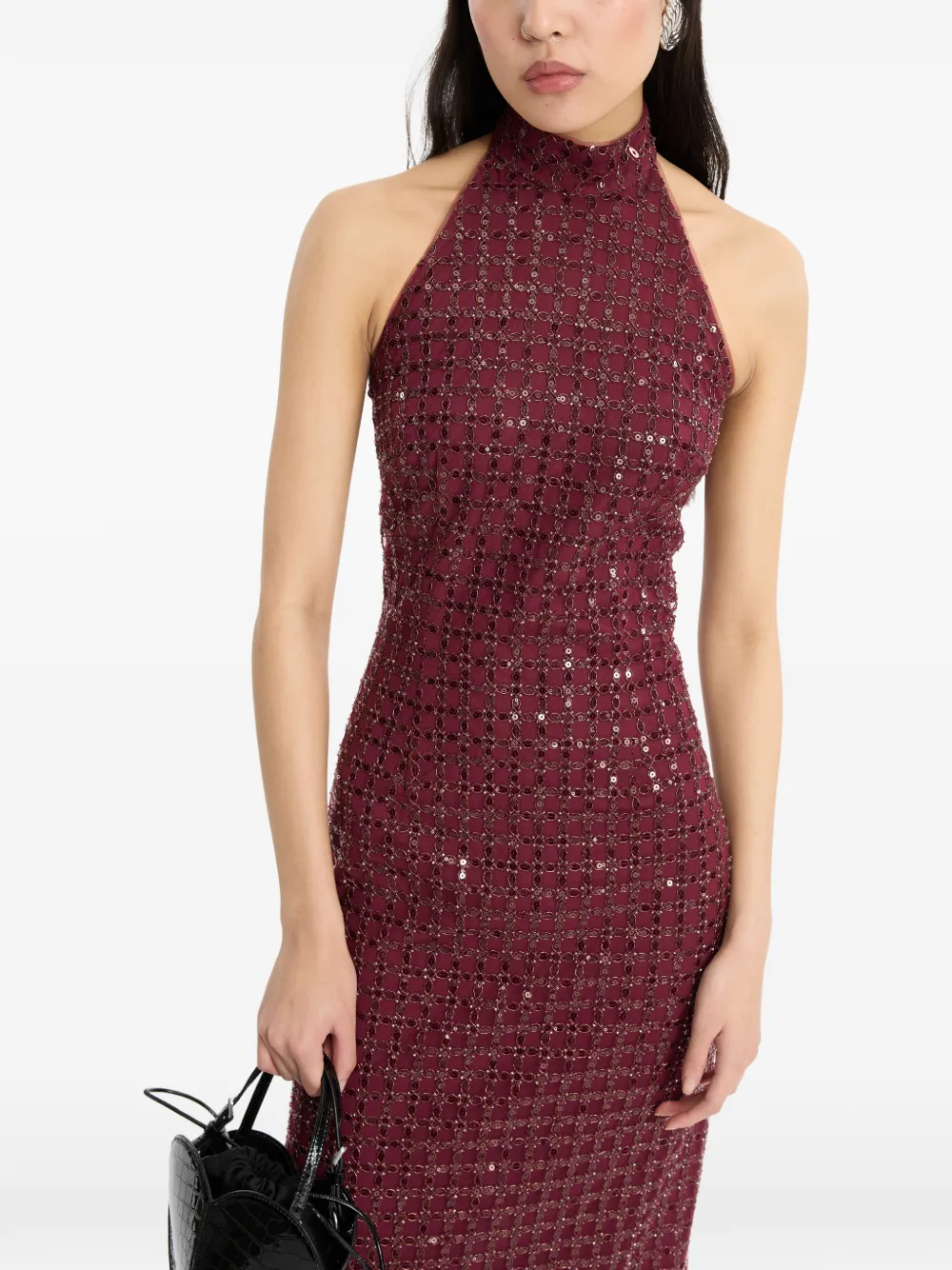 ROTATE BIRGER CHRISTENSEN Maxi-jurk met kralen Rood
