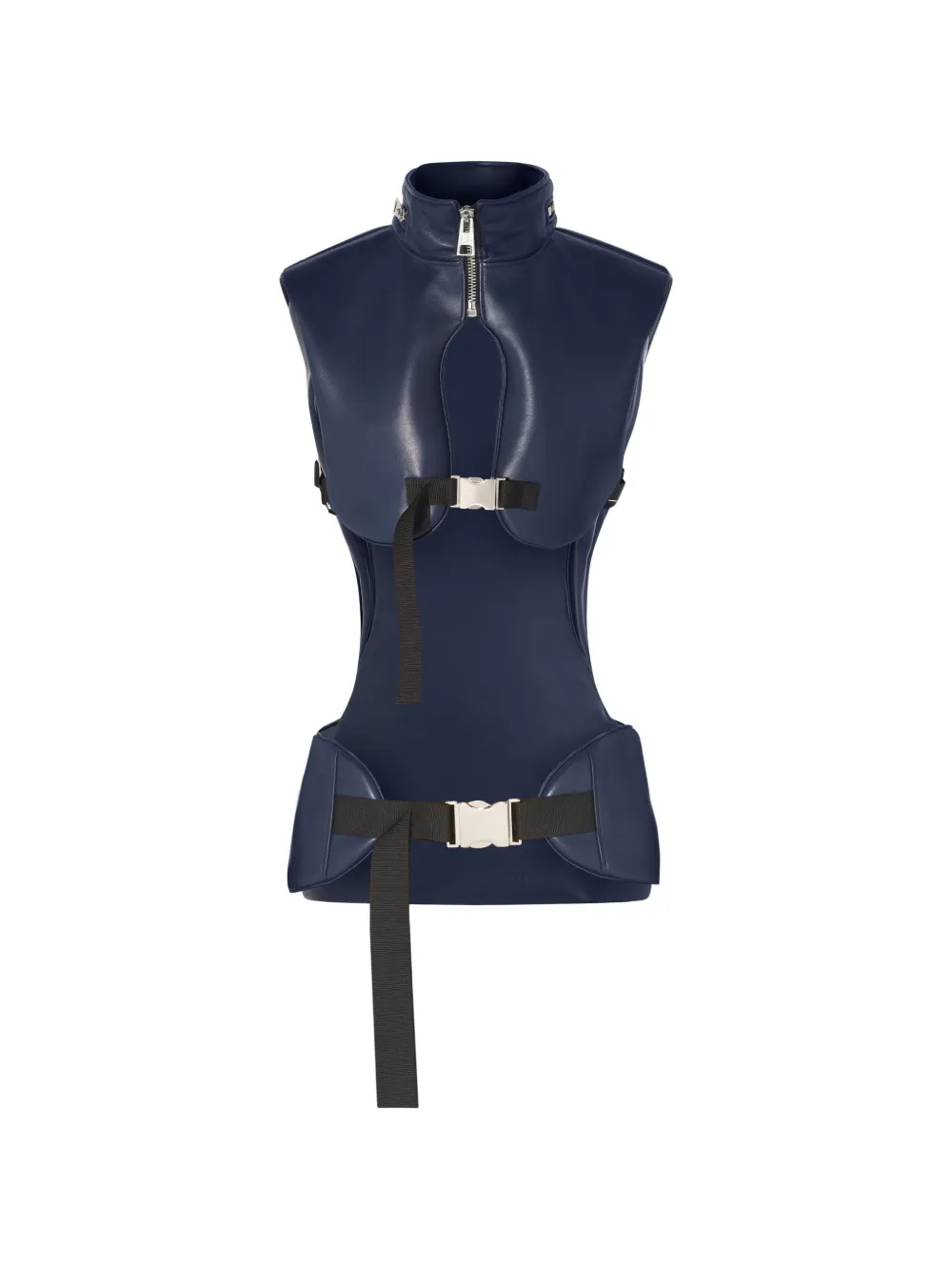 Jean Paul Gaultier Giacca in pelle con fibbia - Blu