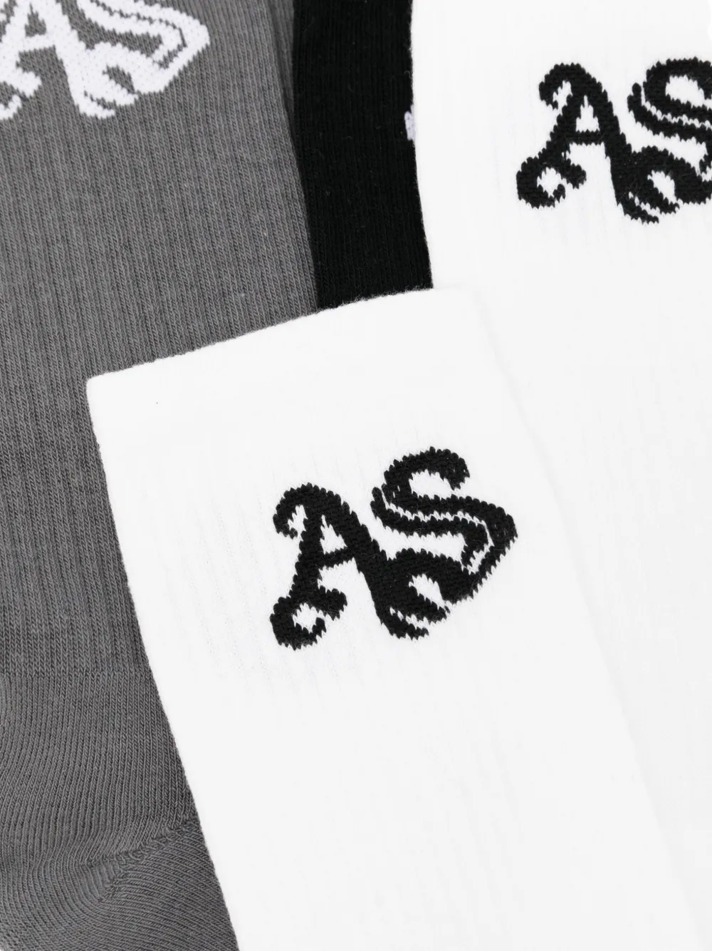 AllSaints Drie paar ribgebreide sokken met logo Zwart