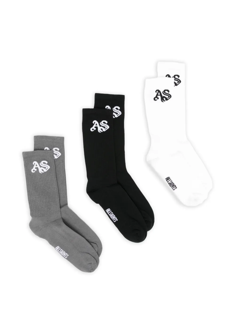 AllSaints logo-knit ribbed socks set (set of three) - Schwarz