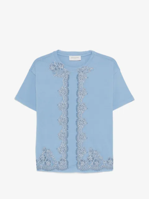 ERMANNO FIRENZE  playera bordado con ribete de encaje