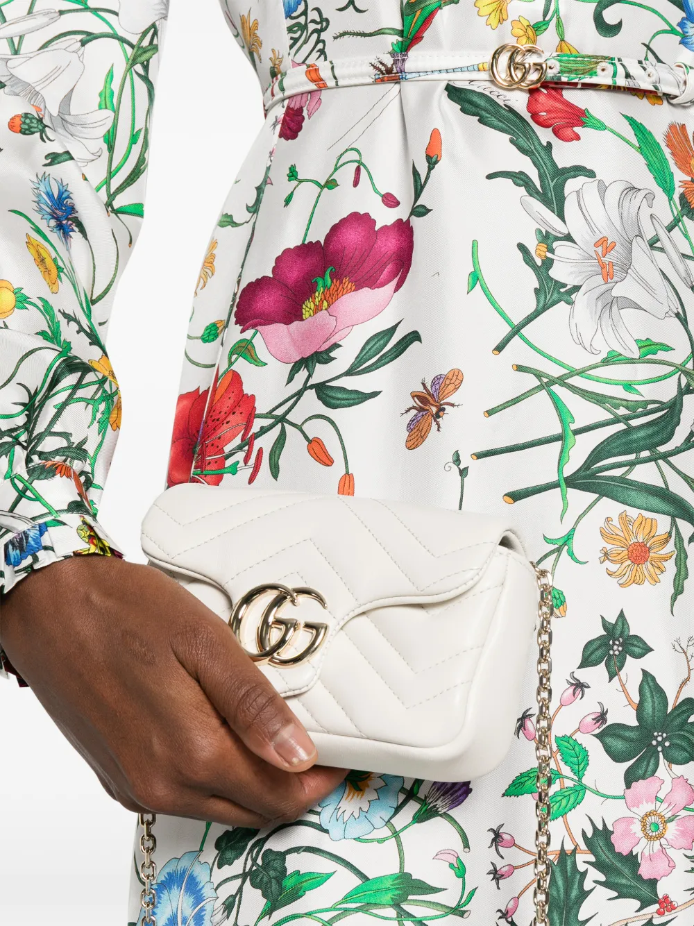Gucci GG Marmont matelassé schoudertas Wit