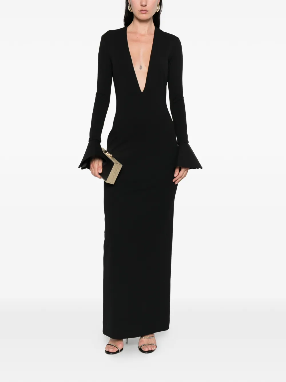 Solace London Hutton maxi-jurk met V-hals Zwart
